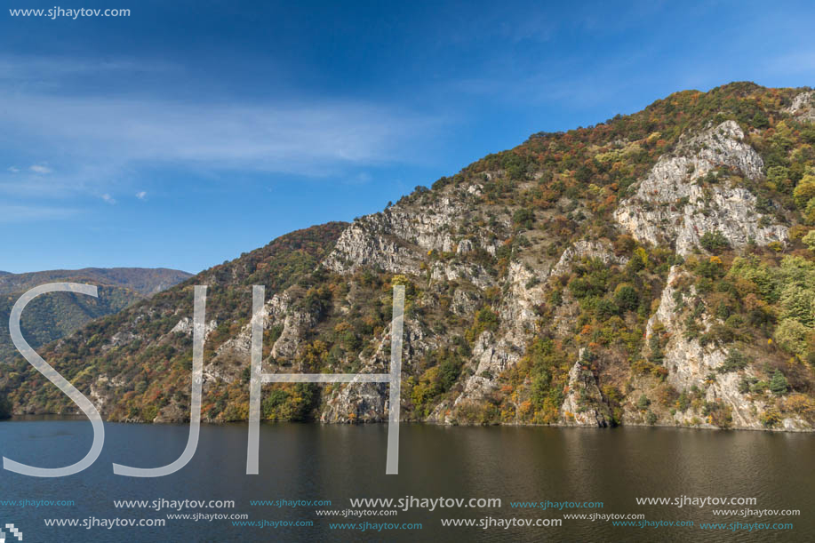 Autumn ladscape from dam of The Krichim Reservoir, Rhodopes Mountain, Plovdiv Region, Bulgaria