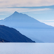 Landscape of Mount Athos in Autonomous Monastic State of the Holy Mountain, Chalkidiki, Greece