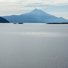 Landscape of Mount Athos in Autonomous Monastic State of the Holy Mountain, Chalkidiki, Greece