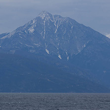 Landscape of Mount Athos in Autonomous Monastic State of the Holy Mountain, Chalkidiki, Greece