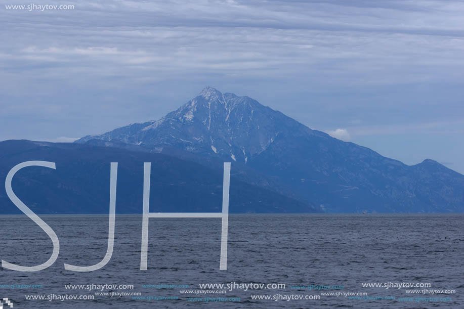 Landscape of Mount Athos in Autonomous Monastic State of the Holy Mountain, Chalkidiki, Greece