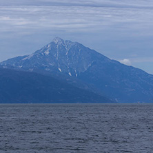 Landscape of Mount Athos in Autonomous Monastic State of the Holy Mountain, Chalkidiki, Greece