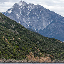 Landscape of Mount Athos in Autonomous Monastic State of the Holy Mountain, Chalkidiki, Greece