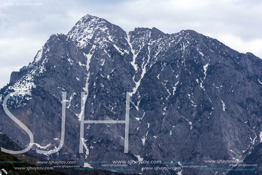 Landscape of Mount Athos in Autonomous Monastic State of the Holy Mountain, Chalkidiki, Greece