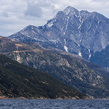 Landscape of Mount Athos in Autonomous Monastic State of the Holy Mountain, Chalkidiki, Greece