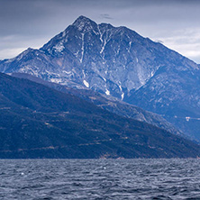 Landscape of Mount Athos in Autonomous Monastic State of the Holy Mountain, Chalkidiki, Greece