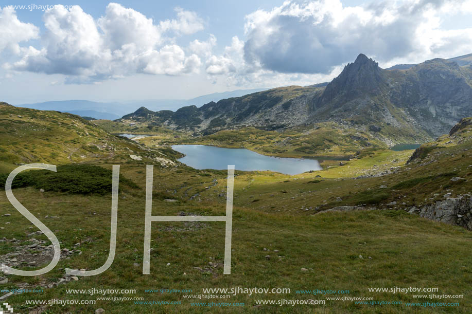 Summer view of The Twin Lake, Rila Mountain, The Seven Rila Lakes, Bulgaria