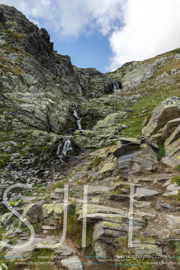 Waterfall in Rila Mountain near The Seven Rila Lakes, Bulgaria