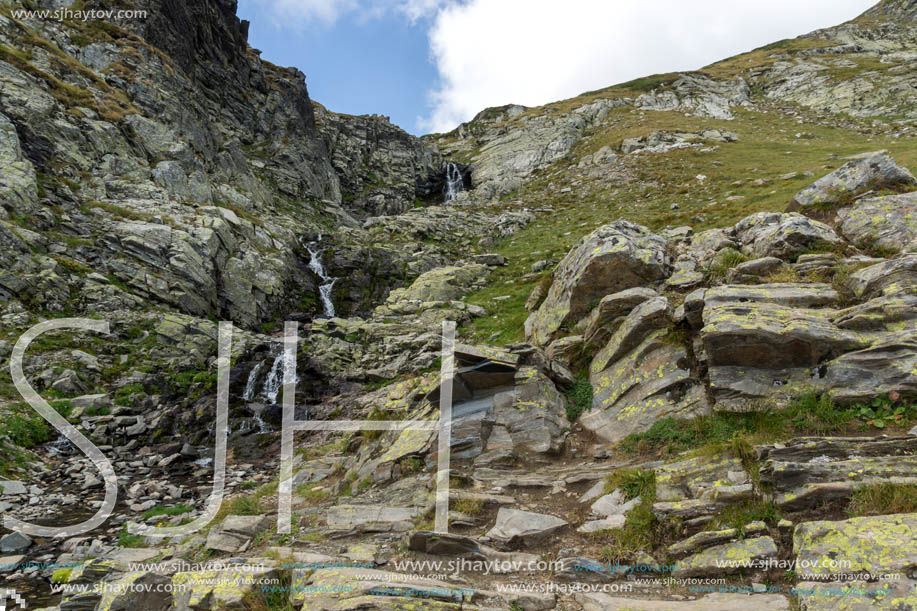 Waterfall in Rila Mountain near The Seven Rila Lakes, Bulgaria