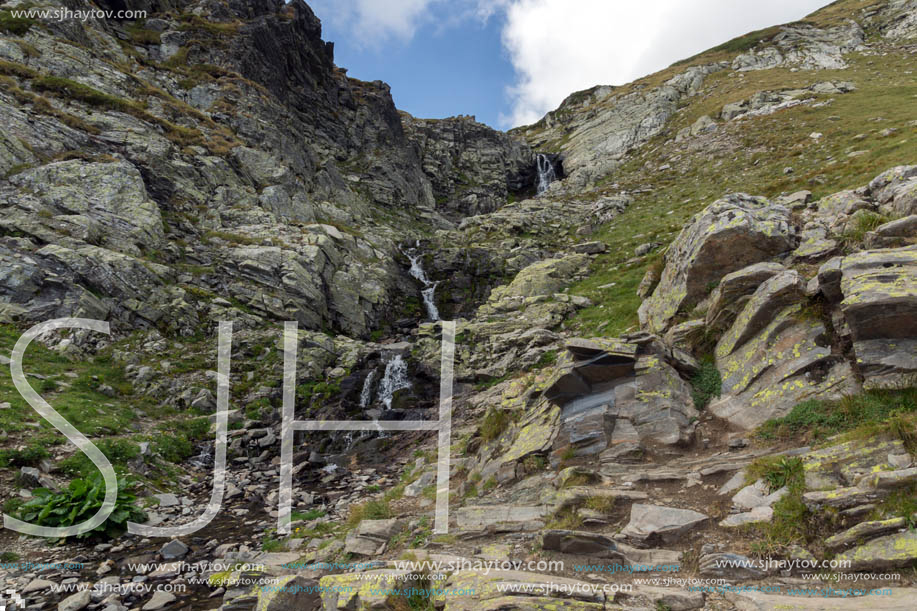 Waterfall in Rila Mountain near The Seven Rila Lakes, Bulgaria