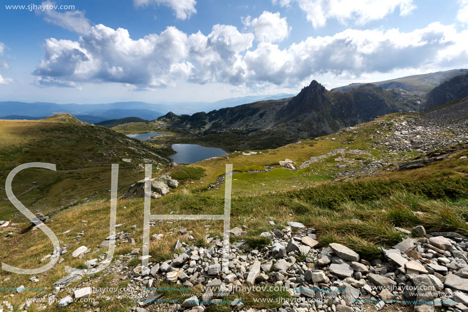 Summer view of The Twin Lake, Rila Mountain, The Seven Rila Lakes, Bulgaria