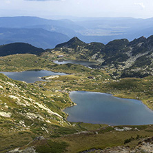 Summer view of The Twin, The Trefoil and The Fish Lakes, Rila Mountain, The Seven Rila Lakes, Bulgaria