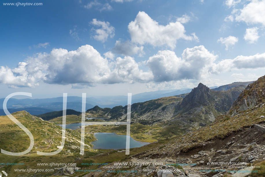 Summer view of The Twin, The Trefoil and The Fish Lakes, Rila Mountain, The Seven Rila Lakes, Bulgaria