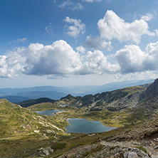 Summer view of The Twin, The Trefoil and The Fish Lakes, Rila Mountain, The Seven Rila Lakes, Bulgaria