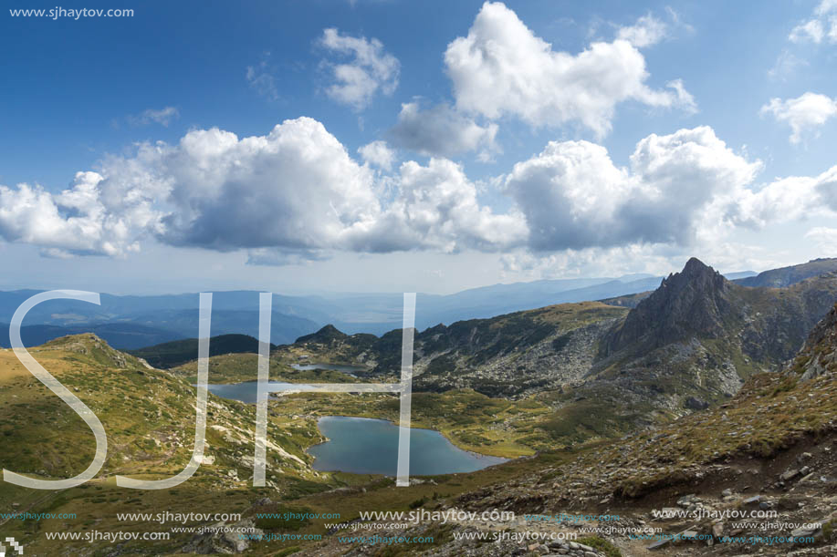 Summer view of The Twin, The Trefoil and The Fish Lakes, Rila Mountain, The Seven Rila Lakes, Bulgaria