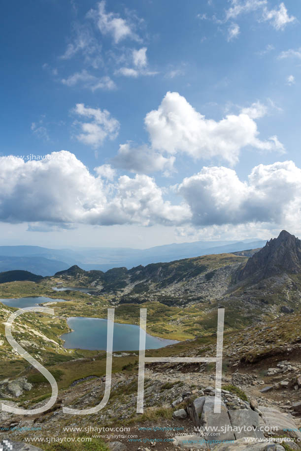 Summer view of The Twin, The Trefoil and The Fish Lakes, Rila Mountain, The Seven Rila Lakes, Bulgaria