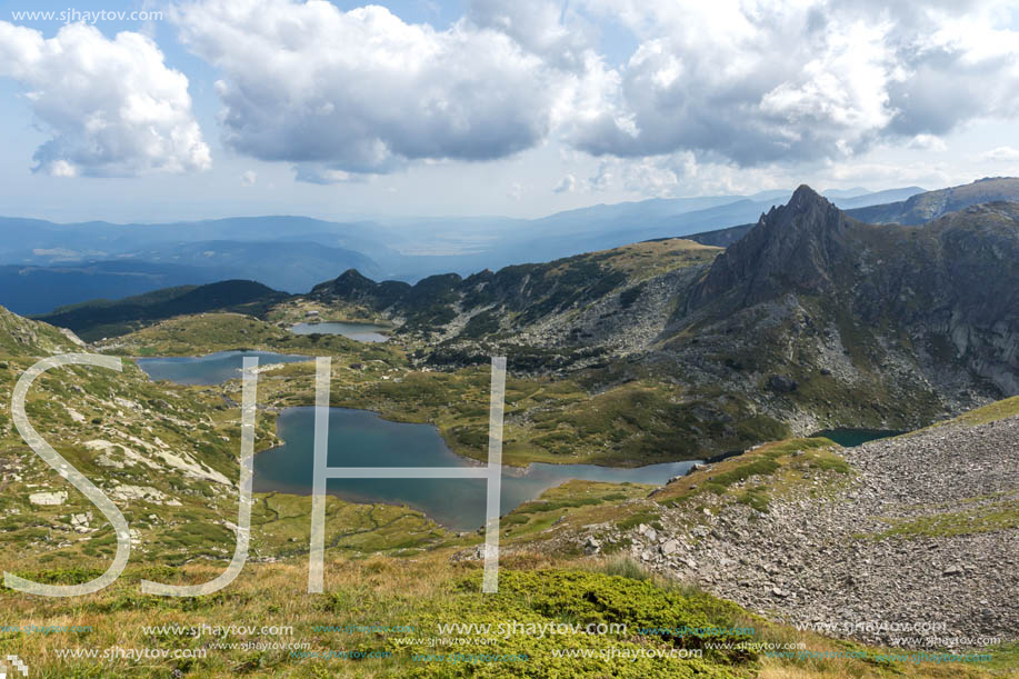 Summer view of The Twin, The Trefoil and The Fish Lakes, Rila Mountain, The Seven Rila Lakes, Bulgaria