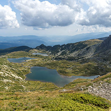 Summer view of The Twin, The Trefoil and The Fish Lakes, Rila Mountain, The Seven Rila Lakes, Bulgaria