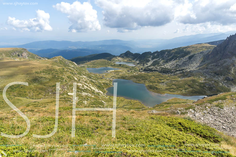 Summer view of The Twin, The Trefoil and The Fish Lakes, Rila Mountain, The Seven Rila Lakes, Bulgaria