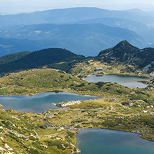 Summer view of The Twin, The Trefoil and The Fish Lakes, Rila Mountain, The Seven Rila Lakes, Bulgaria