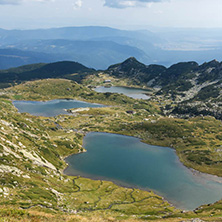 Summer view of The Twin, The Trefoil and The Fish Lakes, Rila Mountain, The Seven Rila Lakes, Bulgaria