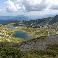 Summer view of The Twin, The Trefoil and The Fish Lakes, Rila Mountain, The Seven Rila Lakes, Bulgaria