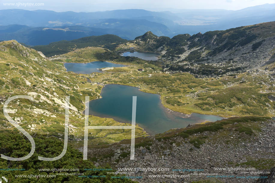 Summer view of The Twin, The Trefoil and The Fish Lakes, Rila Mountain, The Seven Rila Lakes, Bulgaria