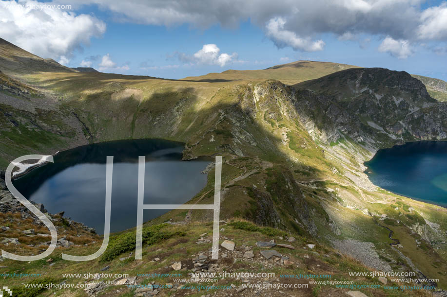 Summer view of The Eye and  The Kidney Lakes, Rila Mountain, The Seven Rila Lakes, Bulgaria