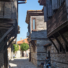 NESSEBAR, BULGARIA - AUGUST 12, 2018: Typical Street in old town of Nessebar, Burgas Region, Bulgaria