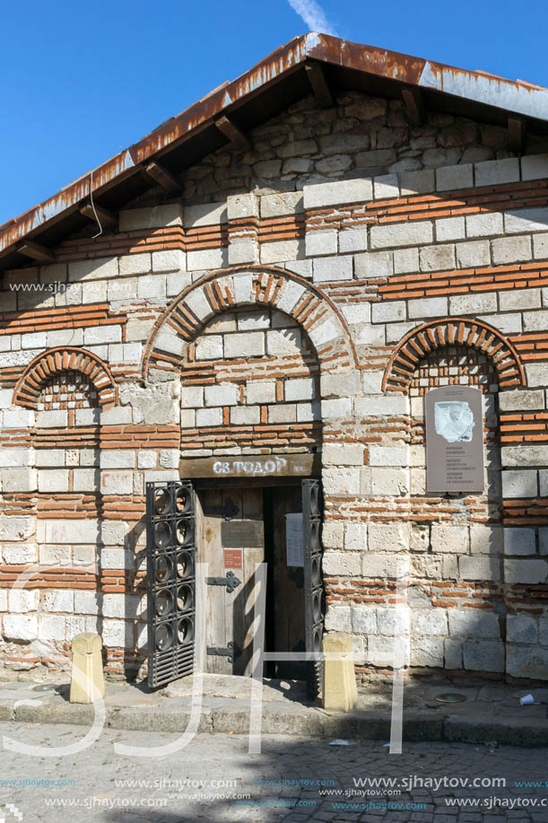 NESSEBAR, BULGARIA - AUGUST 12, 2018: Ruins of Ancient Church of St. Theodore in the town of Nessebar, Burgas Region, Bulgaria