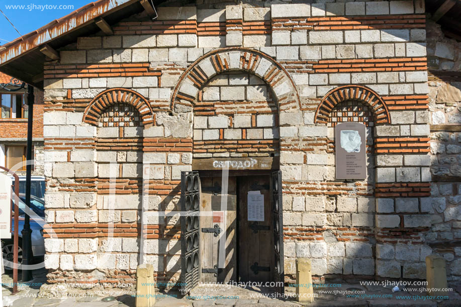 NESSEBAR, BULGARIA - AUGUST 12, 2018: Ruins of Ancient Church of St. Theodore in the town of Nessebar, Burgas Region, Bulgaria