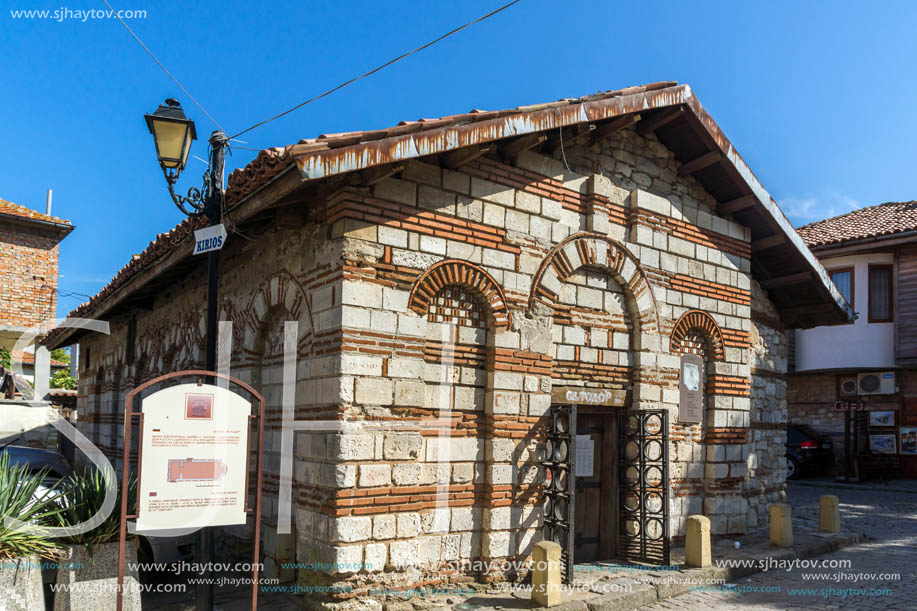 NESSEBAR, BULGARIA - AUGUST 12, 2018: Ruins of Ancient Church of St. Theodore in the town of Nessebar, Burgas Region, Bulgaria