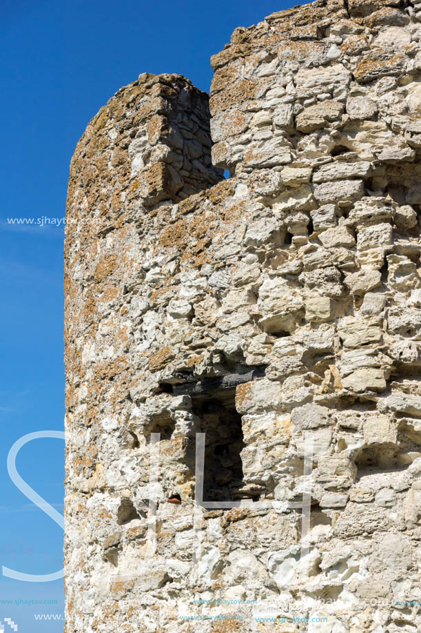 NESSEBAR, BULGARIA - AUGUST 12, 2018: Ruins of Ancient Battle Tower in old town of Nessebar, Burgas Region, Bulgaria