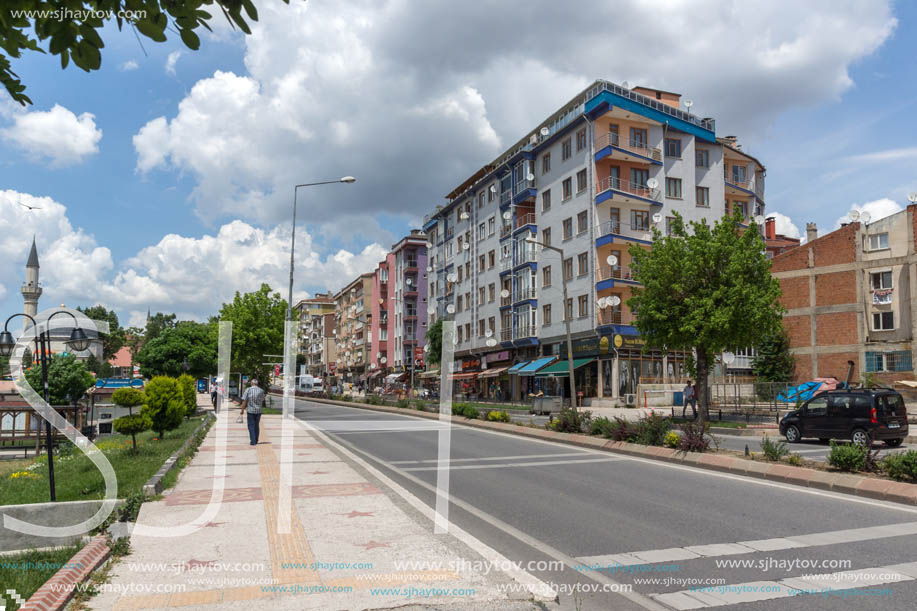 EDIRNE, TURKEY - MAY 26, 2018: Typical street in the center of city of Edirne,  East Thrace, Turkey