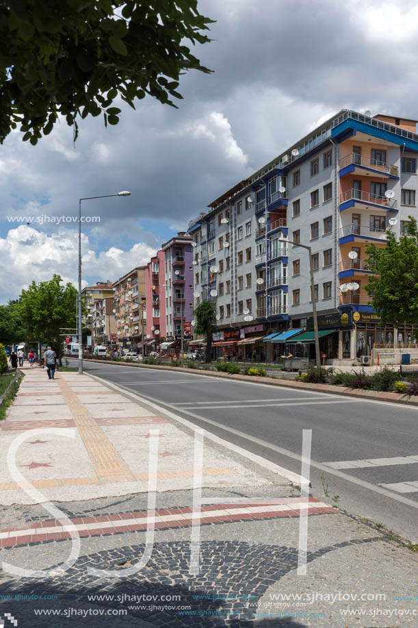 EDIRNE, TURKEY - MAY 26, 2018: Typical street in the center of city of Edirne,  East Thrace, Turkey