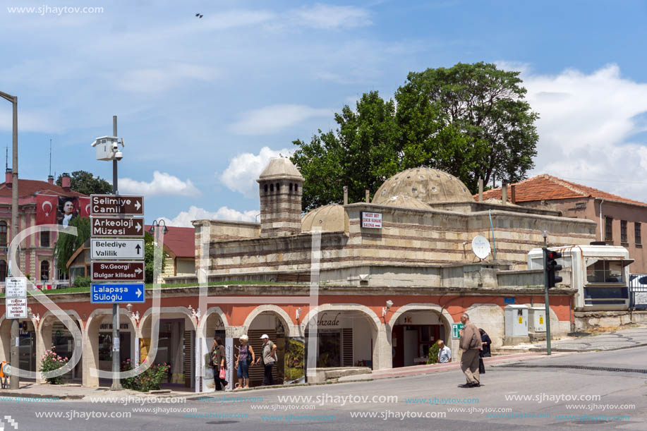 EDIRNE, TURKEY - MAY 26, 2018: Typical street in the center of city of Edirne,  East Thrace, Turkey