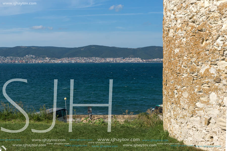 NESSEBAR, BULGARIA - AUGUST 12, 2018: Ruins of Ancient Battle Tower in old town of Nessebar, Burgas Region, Bulgaria