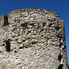 NESSEBAR, BULGARIA - AUGUST 12, 2018: Ruins of Ancient Battle Tower in old town of Nessebar, Burgas Region, Bulgaria