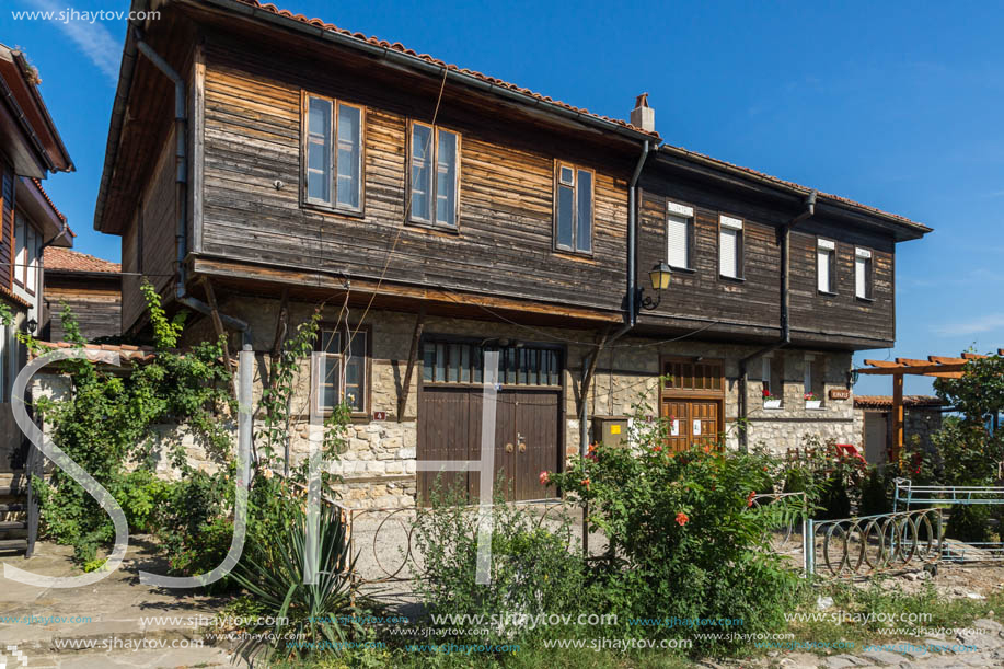 NESSEBAR, BULGARIA - AUGUST 12, 2018: Typical Street in old town of Nessebar, Burgas Region, Bulgaria