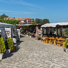 NESSEBAR, BULGARIA - AUGUST 12, 2018: Typical Street in old town of Nessebar, Burgas Region, Bulgaria