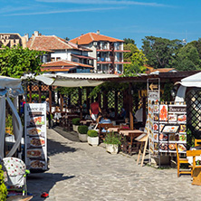 NESSEBAR, BULGARIA - AUGUST 12, 2018: Typical Street in old town of Nessebar, Burgas Region, Bulgaria