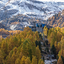 ZERMATT, SWITZERLAND - OCTOBER 27, 2015: Amazing Autumn panorama to Zermatt Resort, Alps, Switzerland