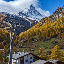 ZERMATT, SWITZERLAND - OCTOBER 27, 2015: Amazing Autumn panorama to Zermatt Resort, Alps, Switzerland