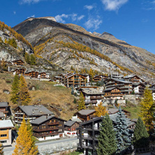 ZERMATT, SWITZERLAND - OCTOBER 27, 2015: Amazing Autumn panorama to Zermatt Resort, Alps, Switzerland