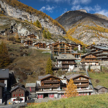 ZERMATT, SWITZERLAND - OCTOBER 27, 2015: Amazing Autumn panorama to Zermatt Resort, Alps, Switzerland