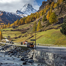 ZERMATT, SWITZERLAND - OCTOBER 27, 2015: Amazing Autumn panorama to Zermatt Resort, Alps, Switzerland