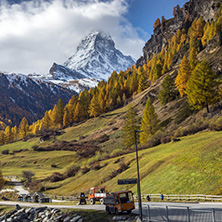 ZERMATT, SWITZERLAND - OCTOBER 27, 2015: Amazing Autumn panorama to Zermatt Resort, Alps, Switzerland