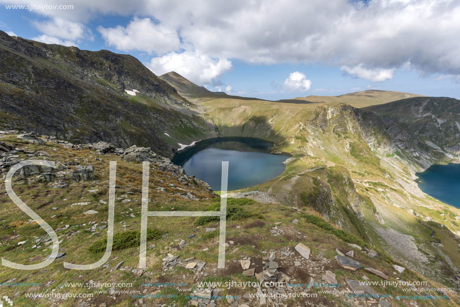 Summer view of The Eye and The Kidney Lakes, Rila Mountain, The Seven Rila Lakes, Bulgaria