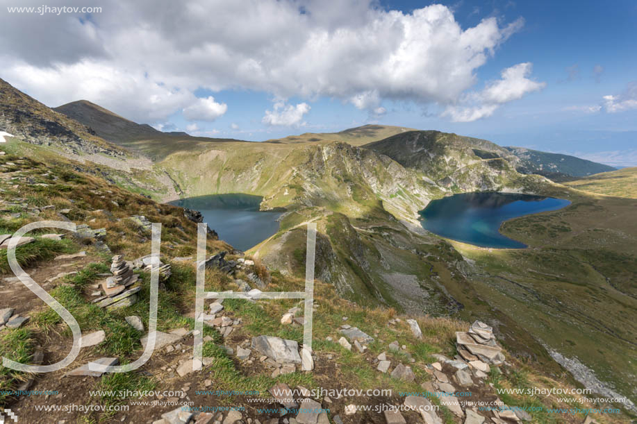 Summer view of The Eye and The Kidney Lakes, Rila Mountain, The Seven Rila Lakes, Bulgaria