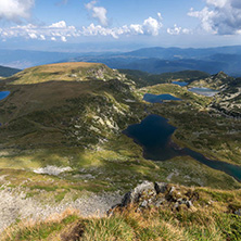 Summer view of The Kidney, The Twin, The Trefoil, The Fish and The Lower Lakes , Rila Mountain, The Seven Rila Lakes, Bulgaria